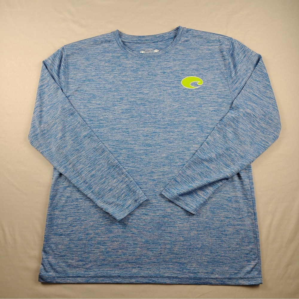 Costa Performance Shirt Mens Large Light Blue Long Sleeve Fishing Mahi Mahi - Picture 7 of 15
